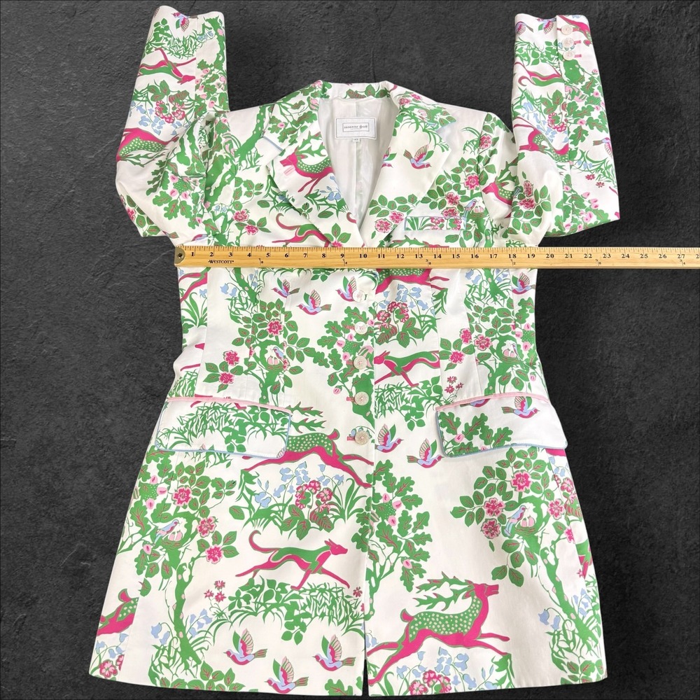 Susanne Spatt Salzburg Austrian Cotton Deer Bird Print Blazer Sz 42 - Picture 9 of 12